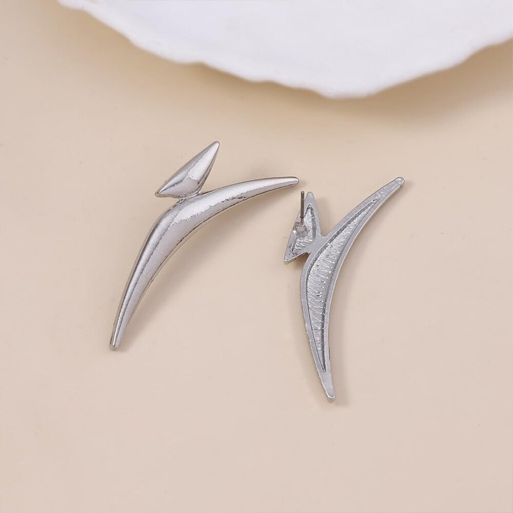 Large Silver Dangle Earrings Big Irregular Retro … - image 7